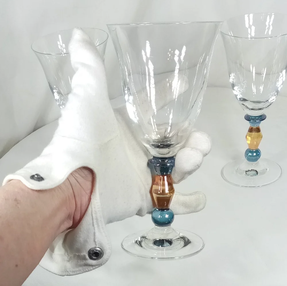 Set Of 3 Mikasa Estate Clear Amber Wine Glass Goblet